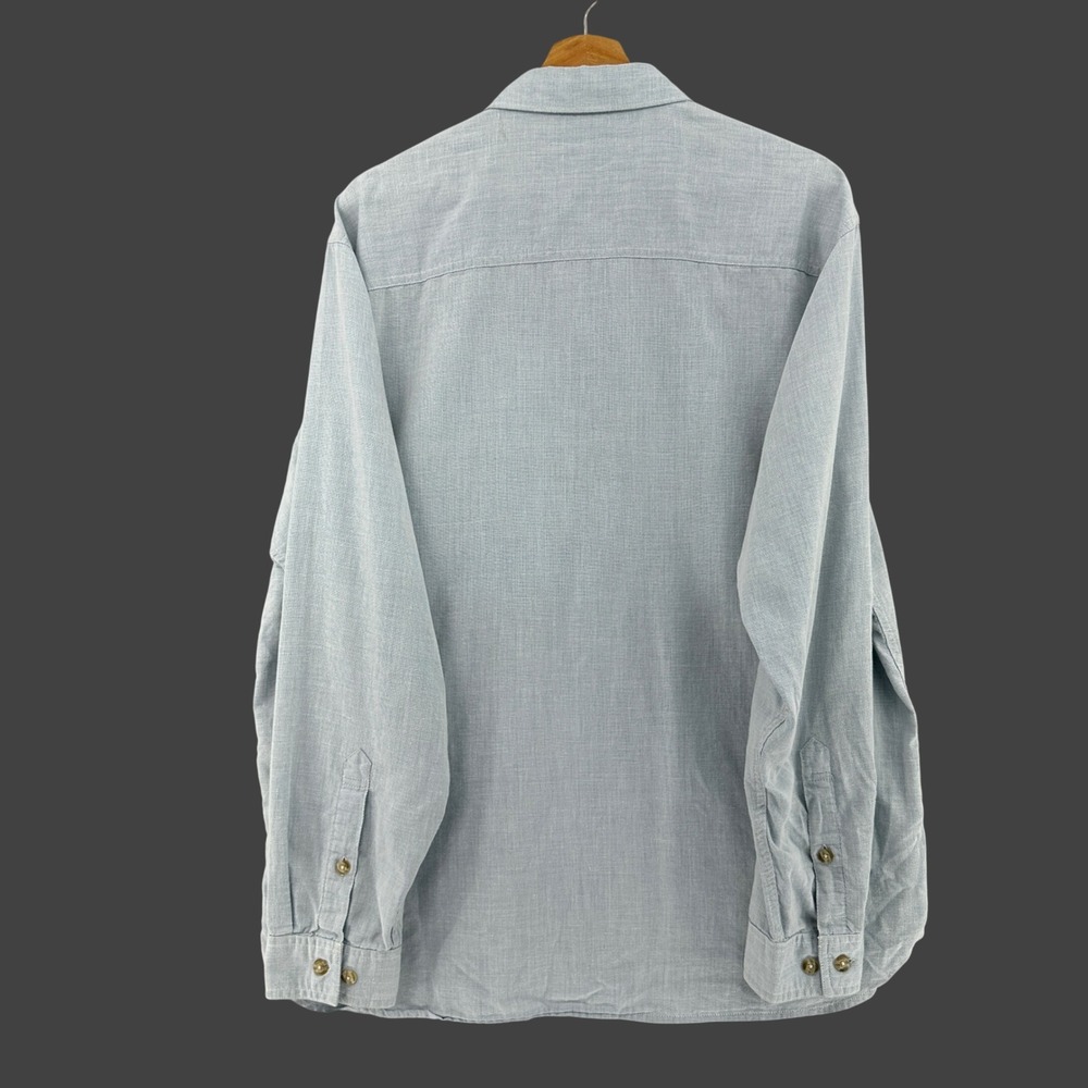 Patagonia Light Blue Hemp Blend Stealth Stream Long Sleeve Button Shirt Mens L - Picture 3 of 11